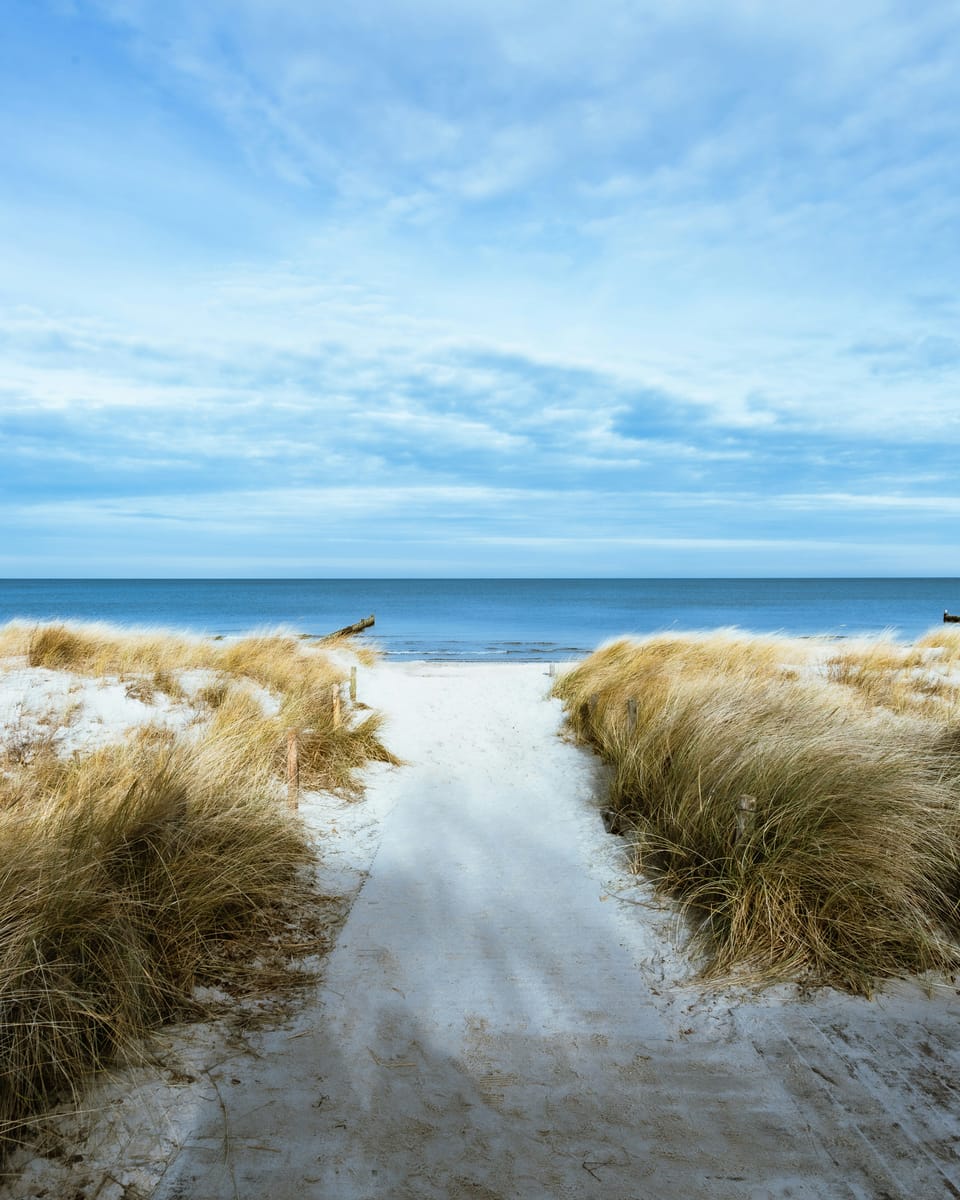 Sandweg durch Dünengras zum Meer